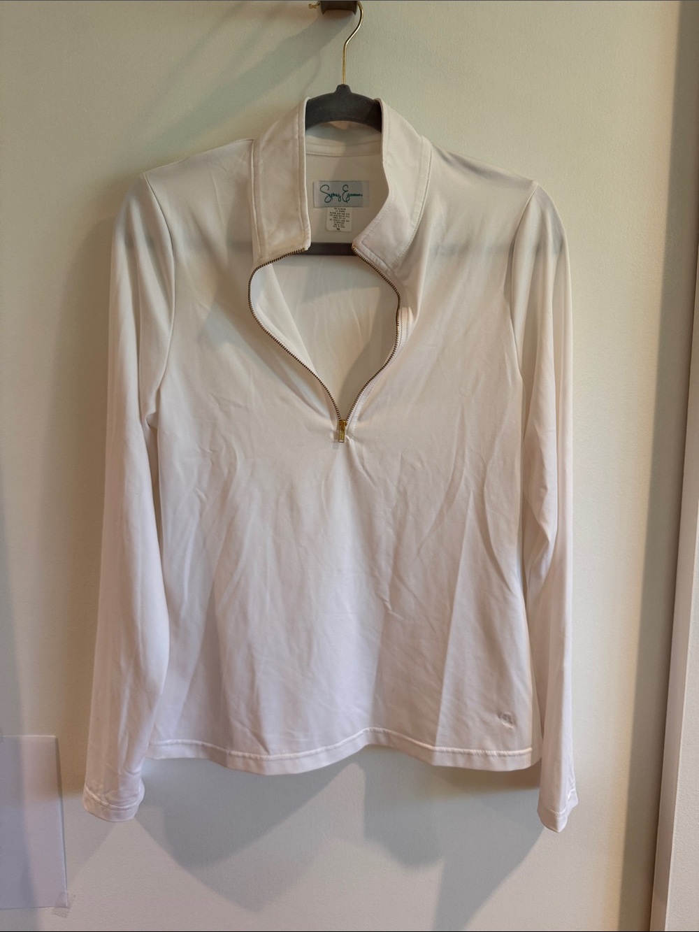 Sunice Women's White Long-Sleeve Quarter-Zip Mock Neck Top